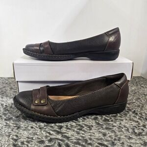 Clarks Collection Ashland Lane Q Brown Leather Flats Loafers Womens 9.5 M 15260